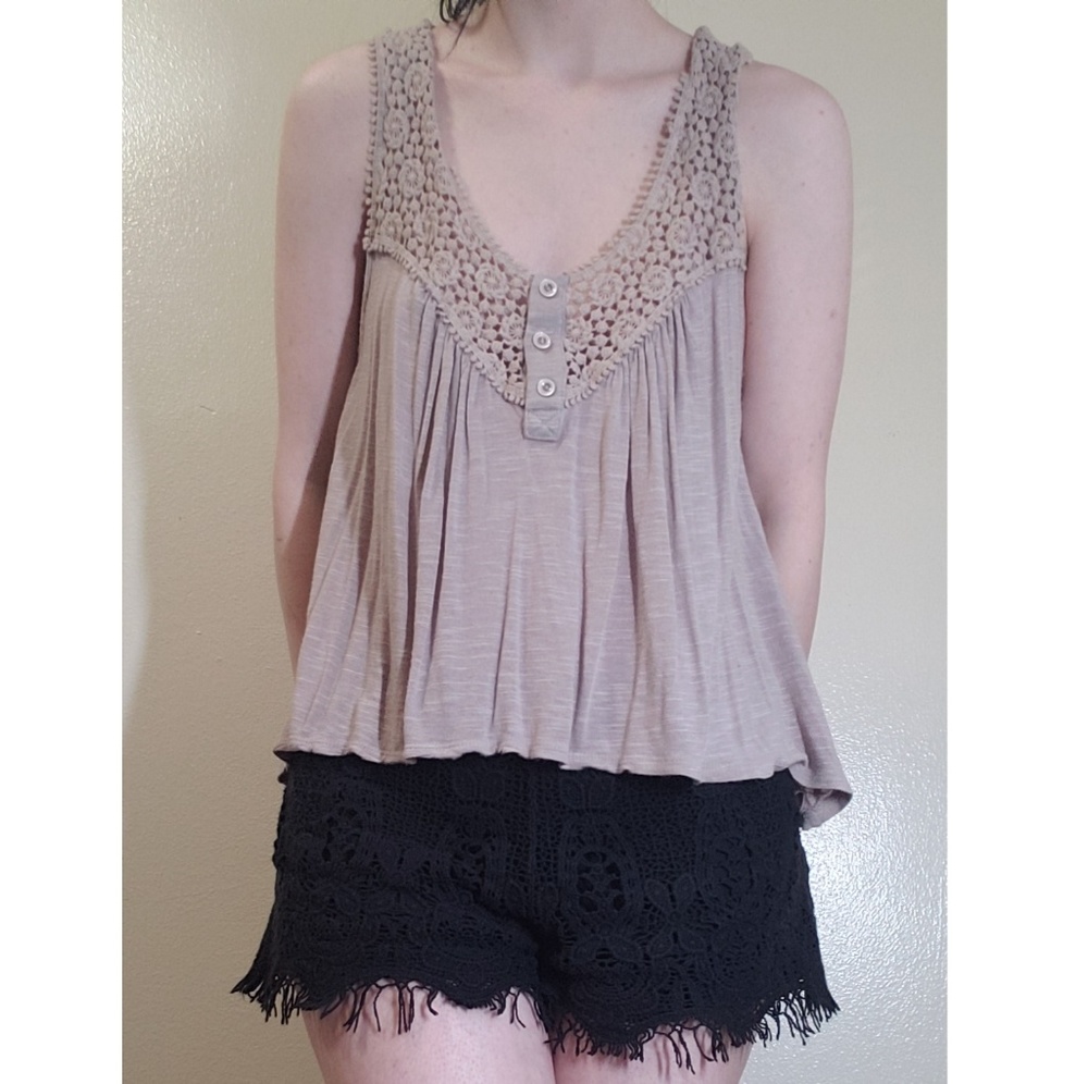 High low cream tank top